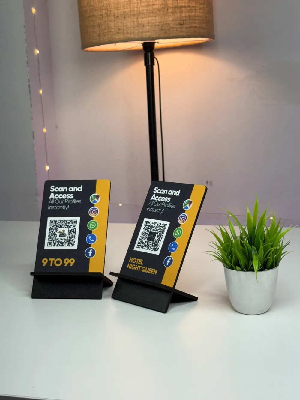 ScanEra standees displayed at a business counter